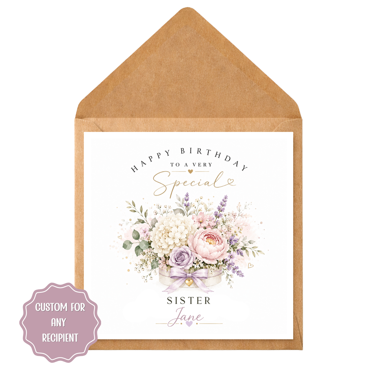 Personalised Birthday Card | Custom Floral Birthday Card | Birthday Card for Her | Elegant Birthday Card | Any Recipient Card