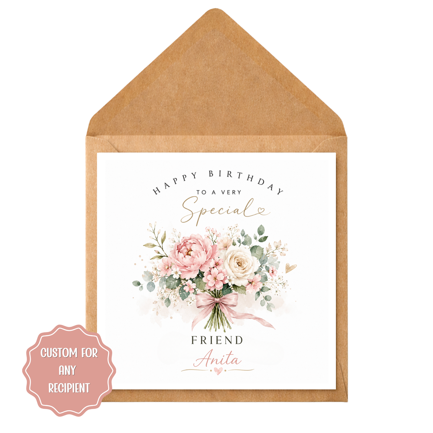 Personalised Birthday Card | Custom Floral Birthday Card | Birthday Card for Her | Elegant Birthday Card | Any Recipient Card