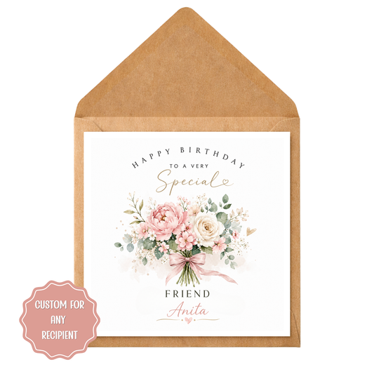 Personalised Birthday Card | Custom Floral Birthday Card | Birthday Card for Her | Elegant Birthday Card | Any Recipient Card