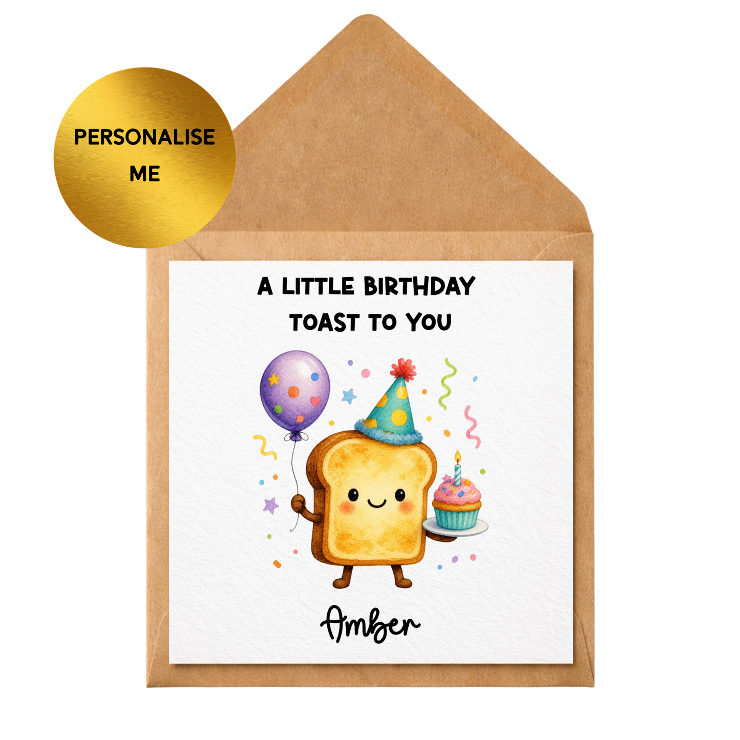 Personalised Funny Birthday Card  | A LittlePersonalised Birthday Card | Funny Toast Pun, Custom Name Greeting