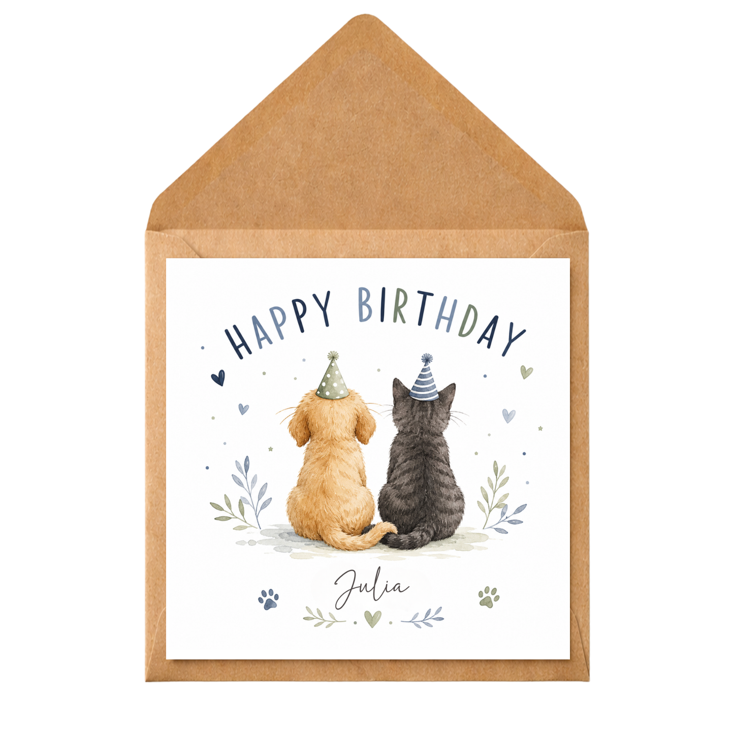 Personalised Cat Birthday Card | Custom Name Birthday CaPersonalised Dog & Cat Birthday Card | Custom Pet Birthday Card | Cute Watercolour Animal Birthday Card | Dog Lover Card | Cat Lover Gift