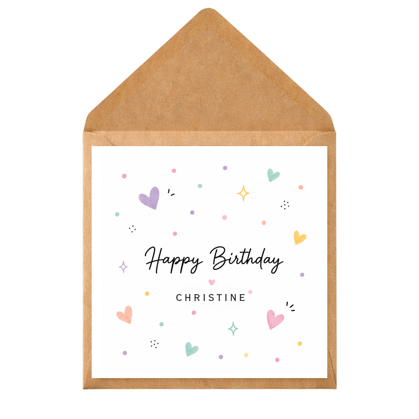 Personalised Happy Birthday Card | Custom Name Birthday Card | Elegant Watercolour Hearts Birthday Card | Minimalist Birthday Greeting Card