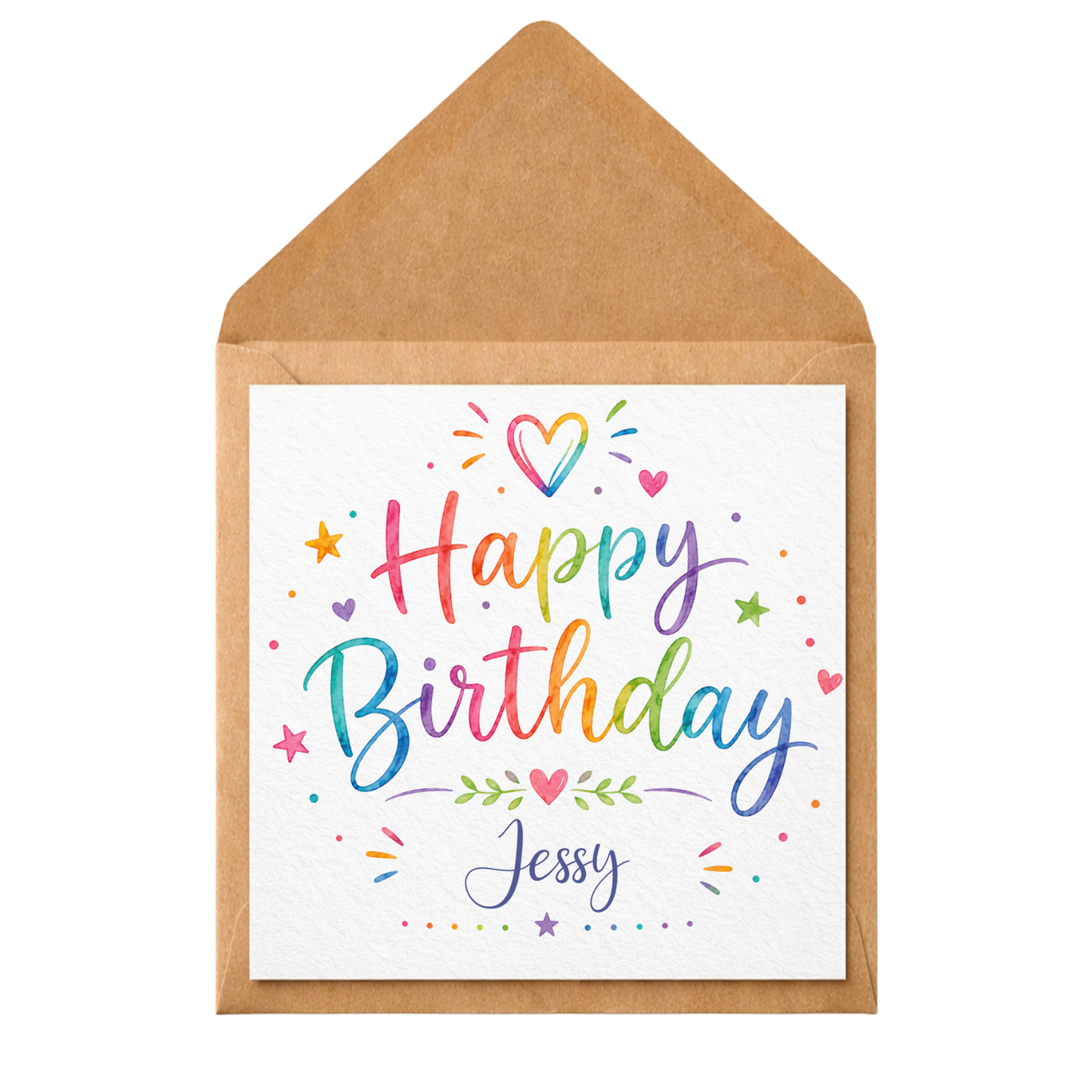 Personalised Rainbow Birthday Card | Custom Name Birthday Card | Colourful Watercolour Birthday Card | Happy Birthday Card for Her, Daughter, Sister, Friend