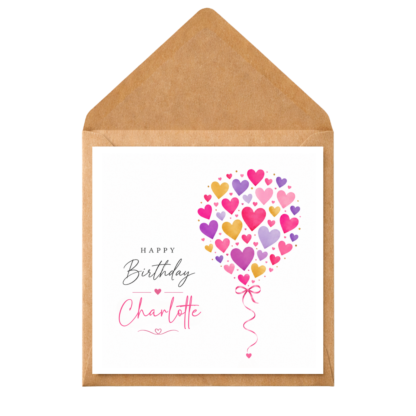 Personalised Birthday Cake Card | Custom Name Birthday CPersonalised Birthday Card for Her | Custom Name Birthday Card | Heart Balloon Birthday Card | Daughter Granddaughter Niece