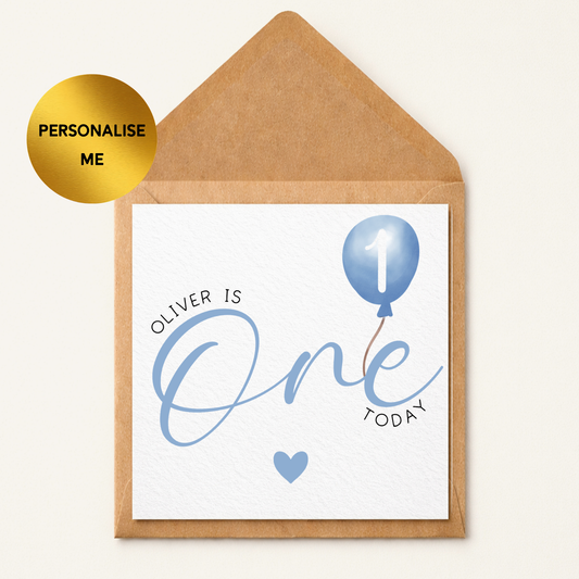Personalised 1st Birthday Card Boy | Blue First Birthday Card | Custom Name Age 1 Card | One Today Birthday Card | Baby Boy Birthday Card