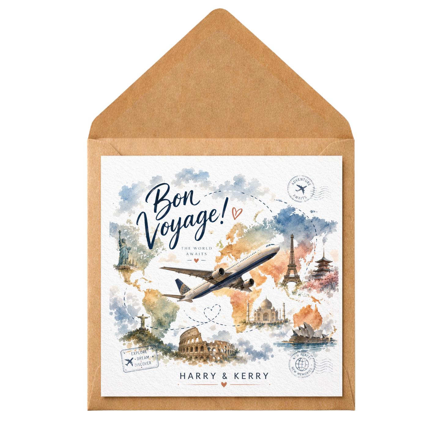 Personalised Bon Voyage Card | Travel Farewell Card | Going Away Card | Adventure Awaits Card | Custom Travel Card | Holiday Send Off Gift