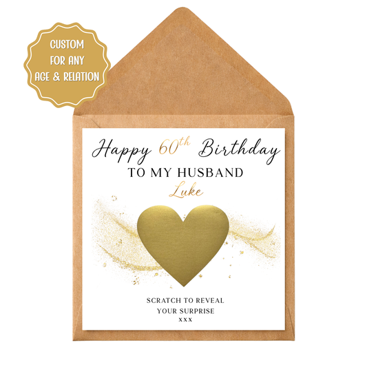Personalised Birthday Scratch Card, Scratch Reveal Surprise, Custom Birthday Gift, Trip Reveal, Experience Gift, Any Age & Relation