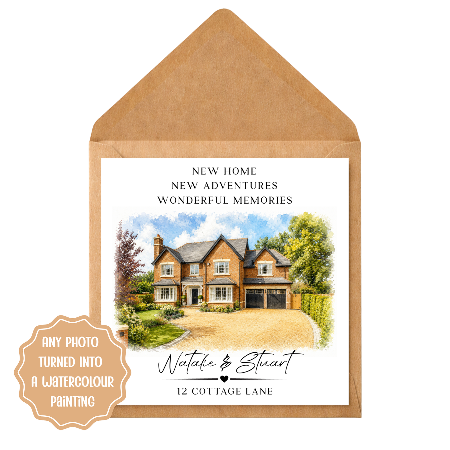 Custom Watercolour House Portrait Card | New Home, Housewarming Gift