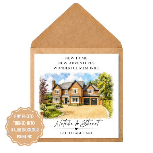 Custom Watercolour House Portrait Card | New Home, Housewarming Gift