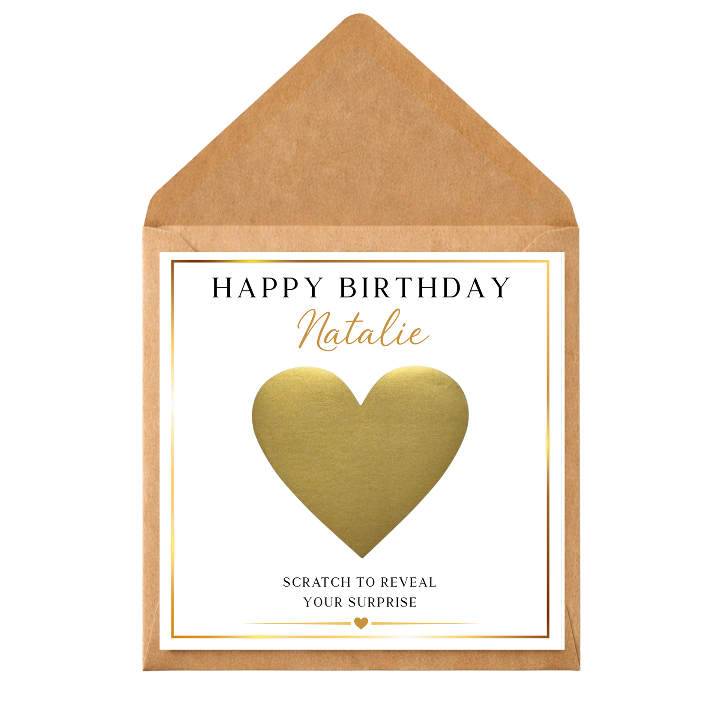 Personalised Scratch Off Birthday Card | Scratch Reveal Gift Voucher Card | Surprise Birthday Gift | Custom Scratch Heart Card