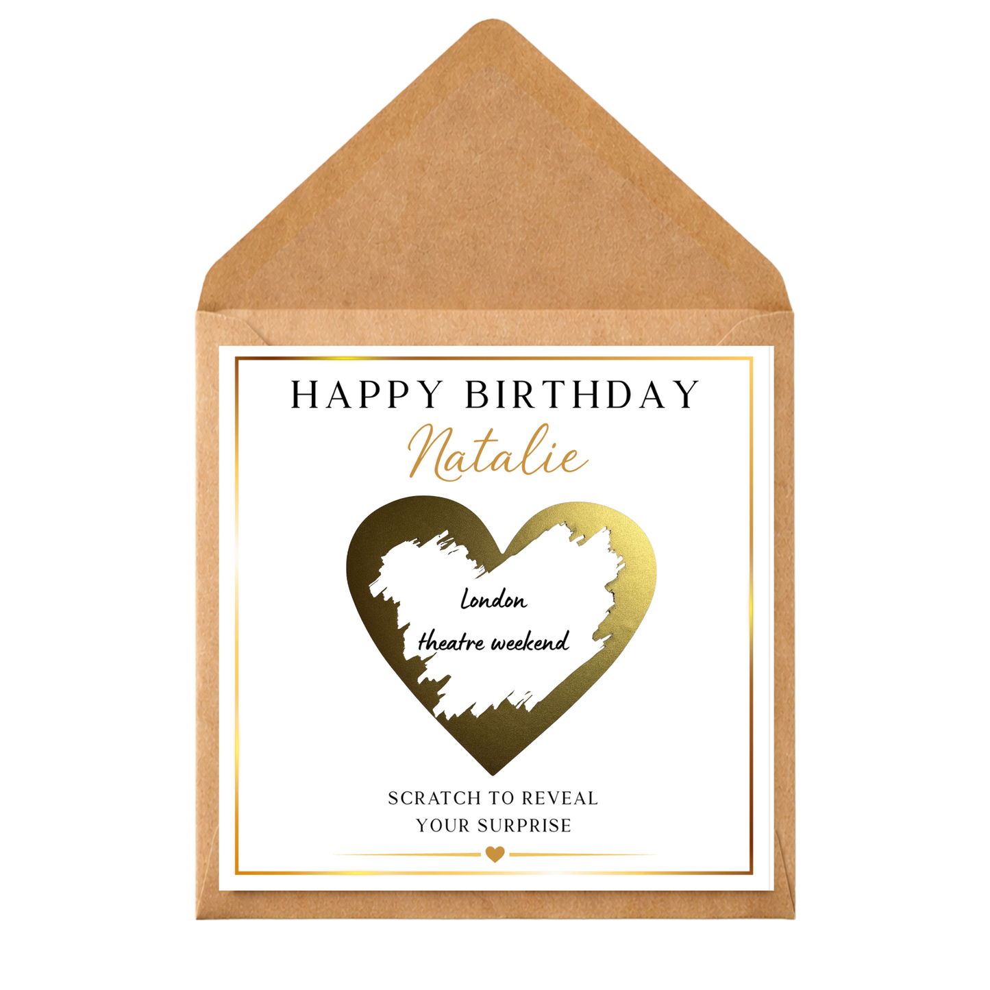 Personalised Scratch Off Birthday Card | Scratch Reveal Gift Voucher Card | Surprise Birthday Gift | Custom Scratch Heart Card
