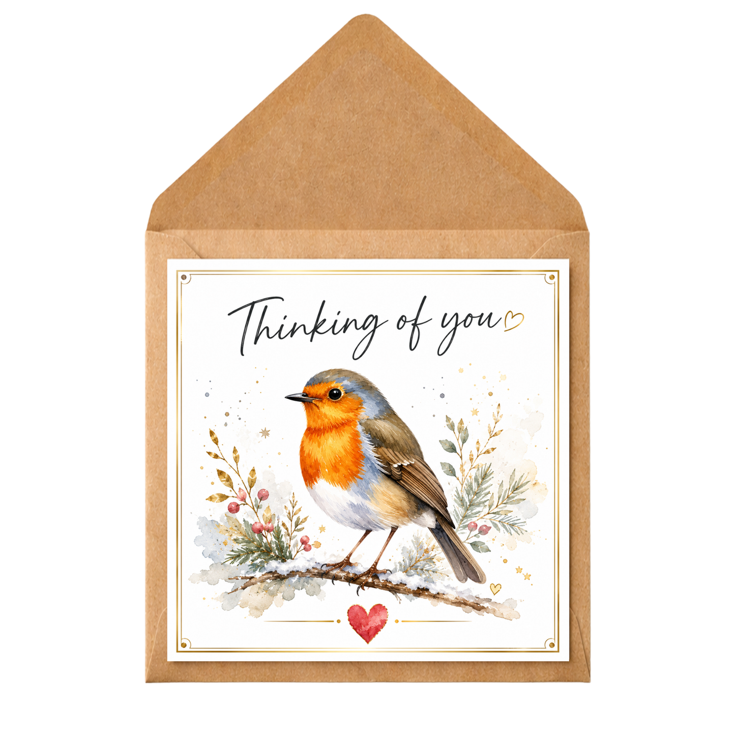 Personalised Thinking of You Card, Robin Bird Card, Sympathy Card, Get Well Soon Card, Custom Message Card, Friend Support Card, Cute Robin Greeting