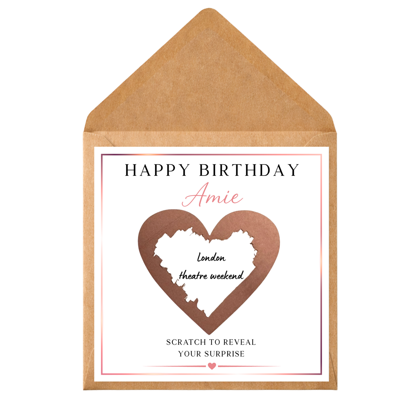 Personalised Scratch Off Birthday Card | Scratch Reveal Gift Voucher Card | Surprise Birthday Gift | Custom Scratch Heart Card