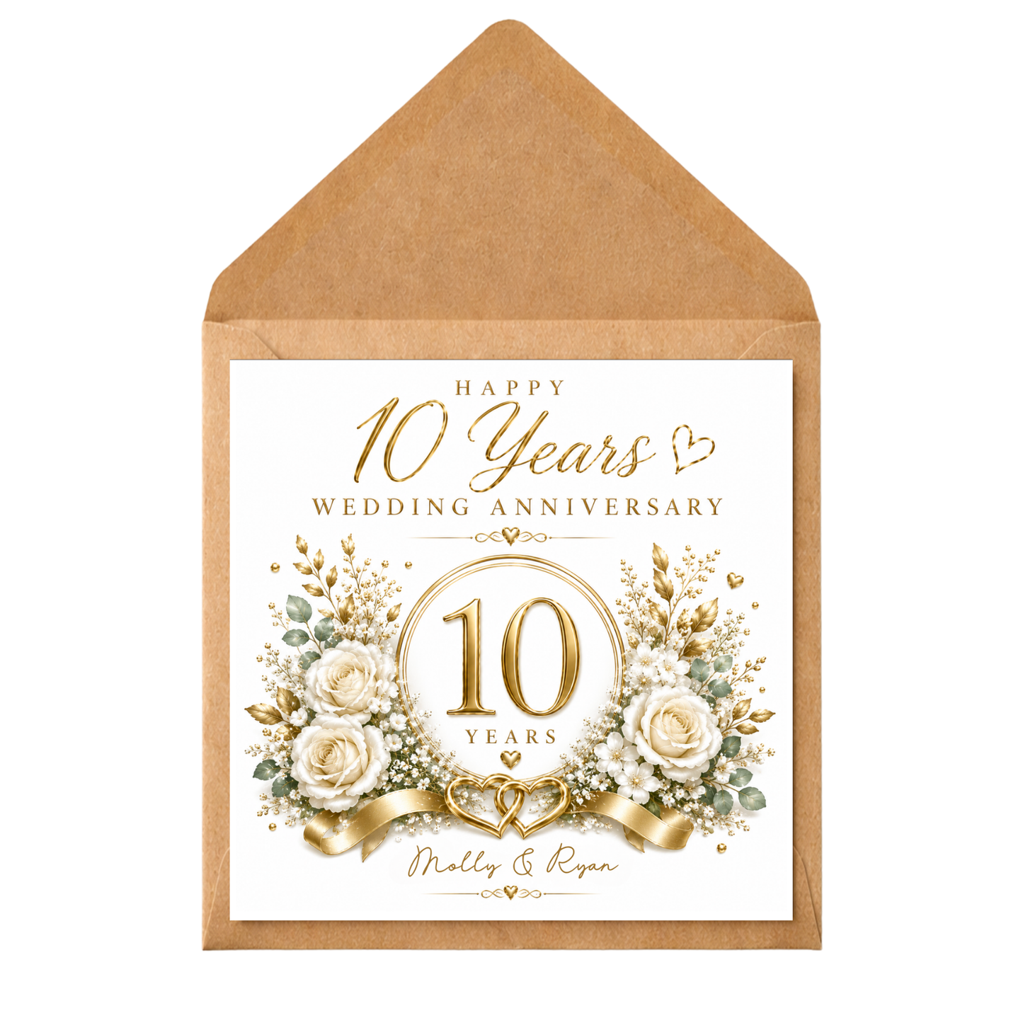 Personalised 10th Wedding Anniversary Card | Tin Anniversary Card | Custom Names Anniversary Card for Husband Wife Couple