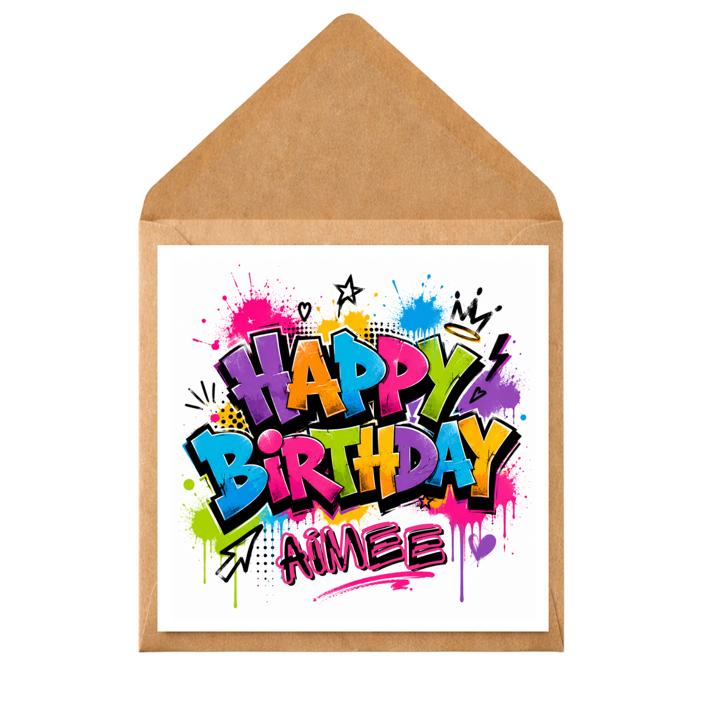 Personalised Graffiti Birthday Card | Custom Name Birthday Card | Colourful Street Art Birthday Card | Any Age Birthday Card