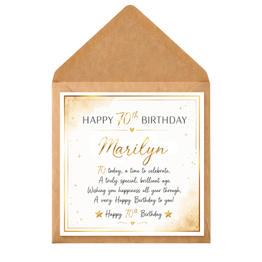 Personalised 70th Birthday Card | Custom Name 70th Card | Elegant Milestone Birthday Card | 70th Birthday Card for Her Him | Special Age