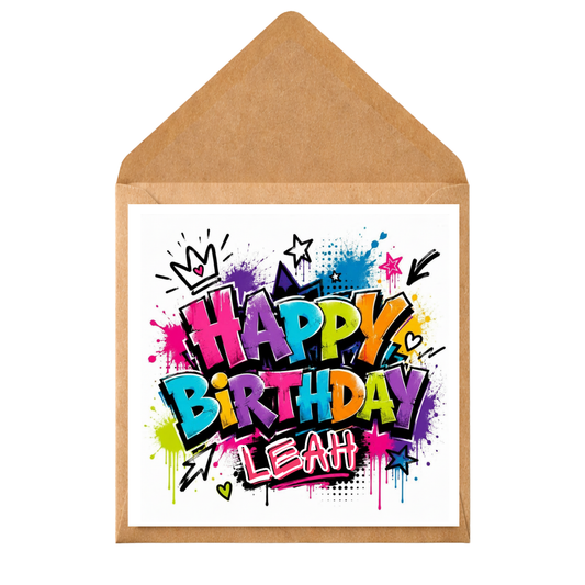 Personalised Graffiti Birthday Card | Custom Name Birthday Card | Colourful Street Art Birthday Card | Any Age Birthday Card