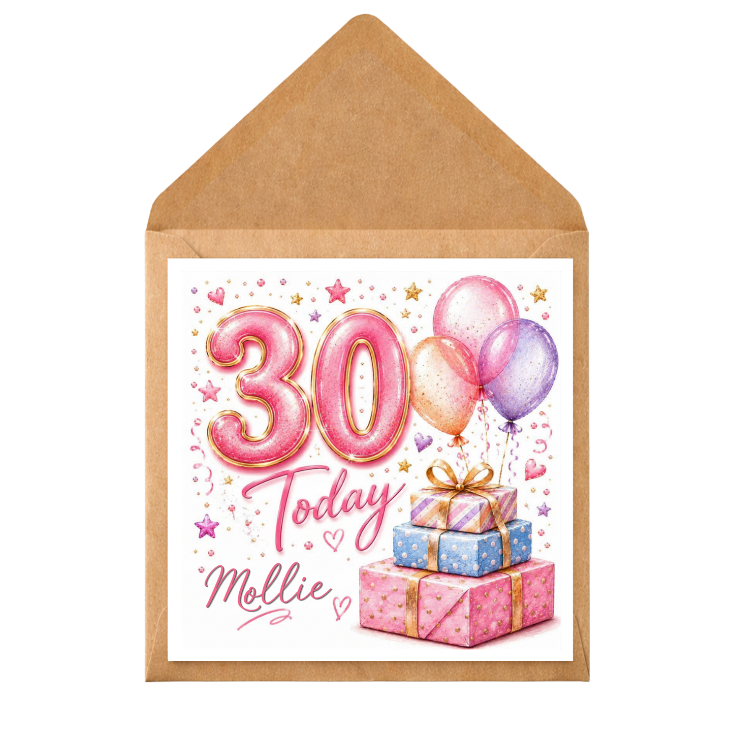 Personalised 30th Birthday Card: Custom Name & Age, Handmade Keepsake