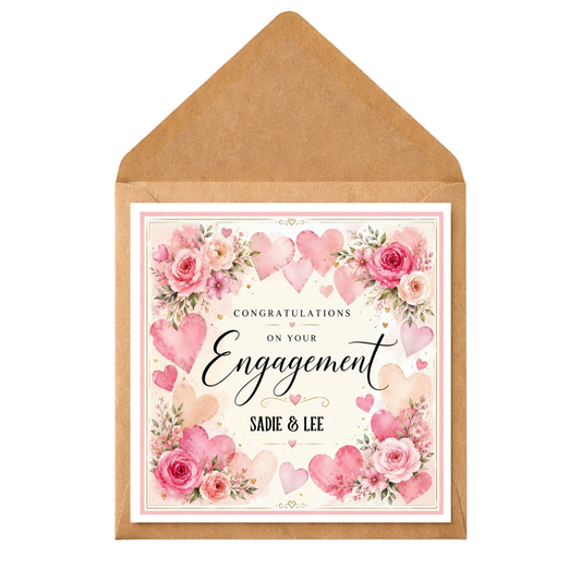 Personalised Engagement Card, Congratulations on Your Engagement Card, Custom Engagement Card with Names, Newly Engaged Couple Card, Engagement Congratulations