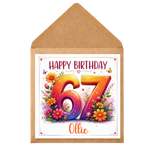 Personalised 6 7 Birthday Card for Daughter Niece Friend Granddaughter Fun Kids Teens, Premium Quality Cardstock, Blank Inside, UK