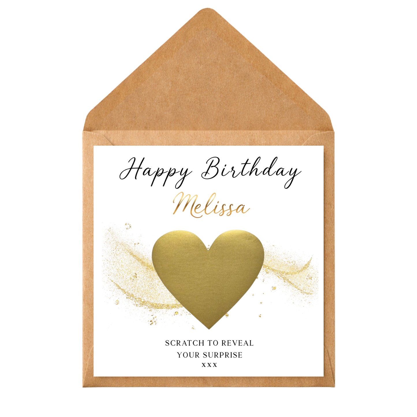 Personalised Scratch Off Birthday Card | Scratch Reveal Gift Voucher Card | Surprise Birthday Gift | Custom Scratch Heart Card