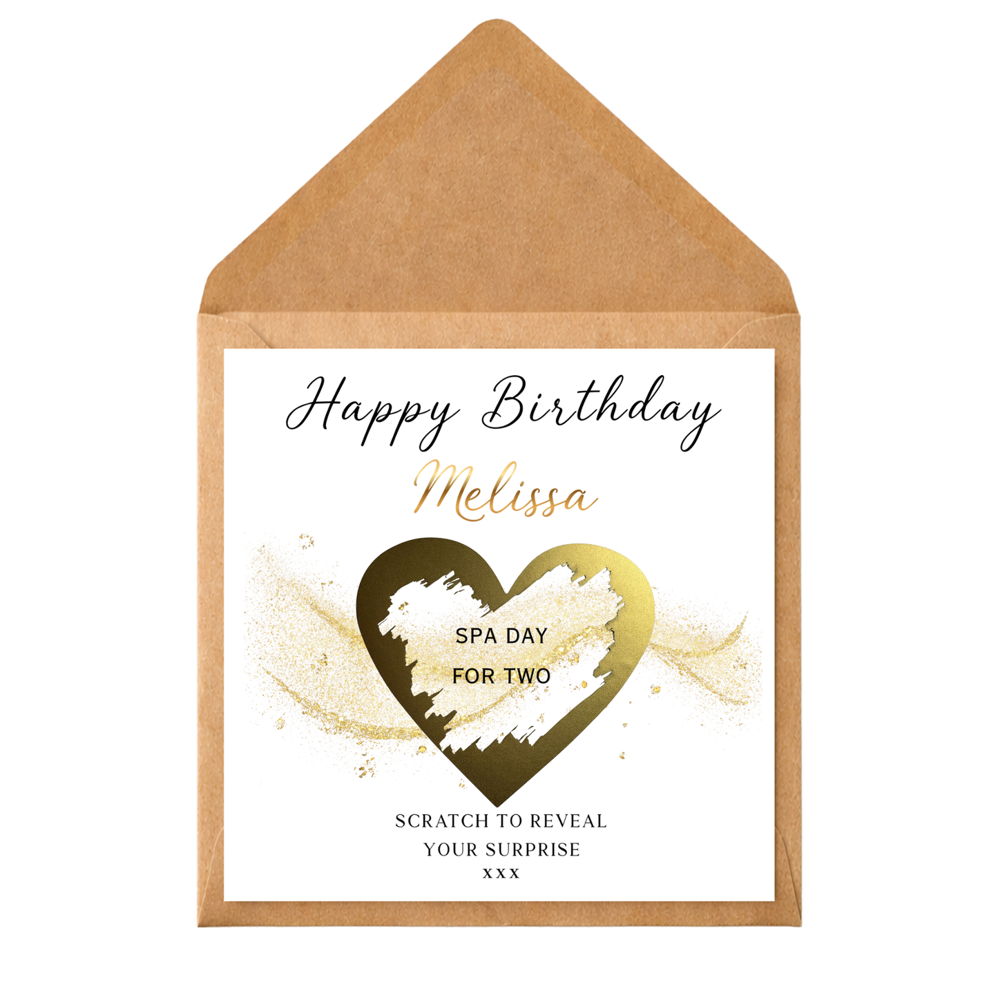 Personalised Scratch Off Birthday Card | Scratch Reveal Gift Voucher Card | Surprise Birthday Gift | Custom Scratch Heart Card
