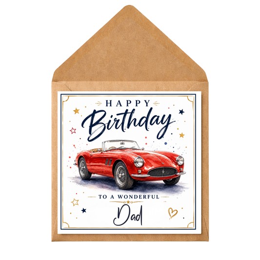 Personalised Birthday Card Any Recipient | Classic Car Birthday Card | Custom Name & Relation | Handmade Greeting Card