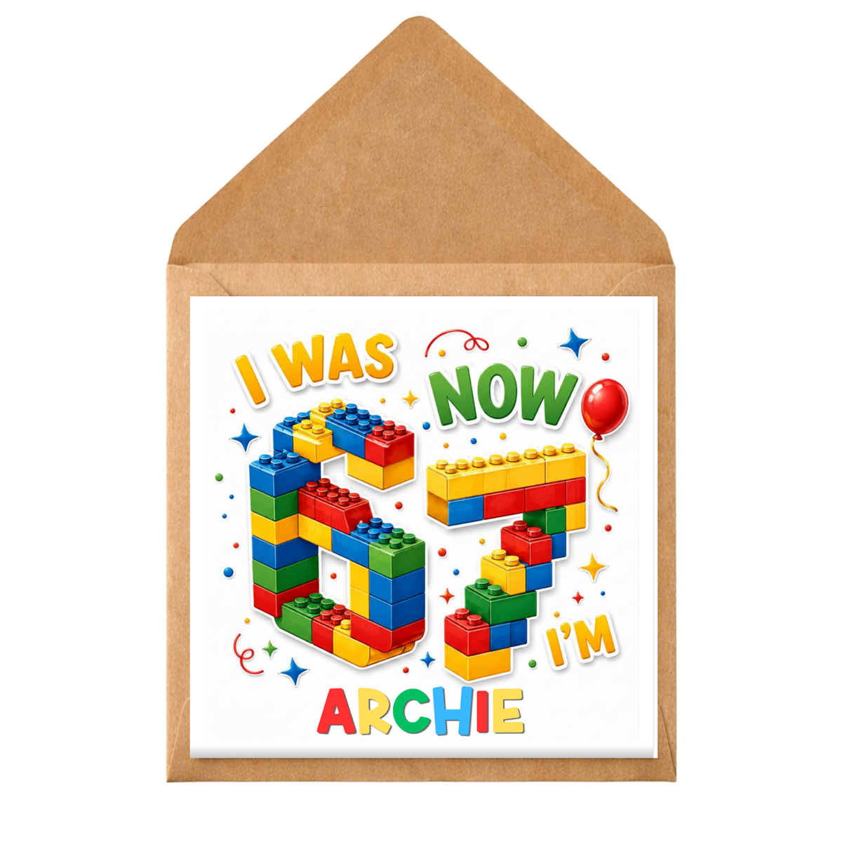Personalised Lego Style Birthday Card for Kids | Custom Age & Name Birthday Card | Boys Birthday Card | Building Blocks Card | Any Age Child Card