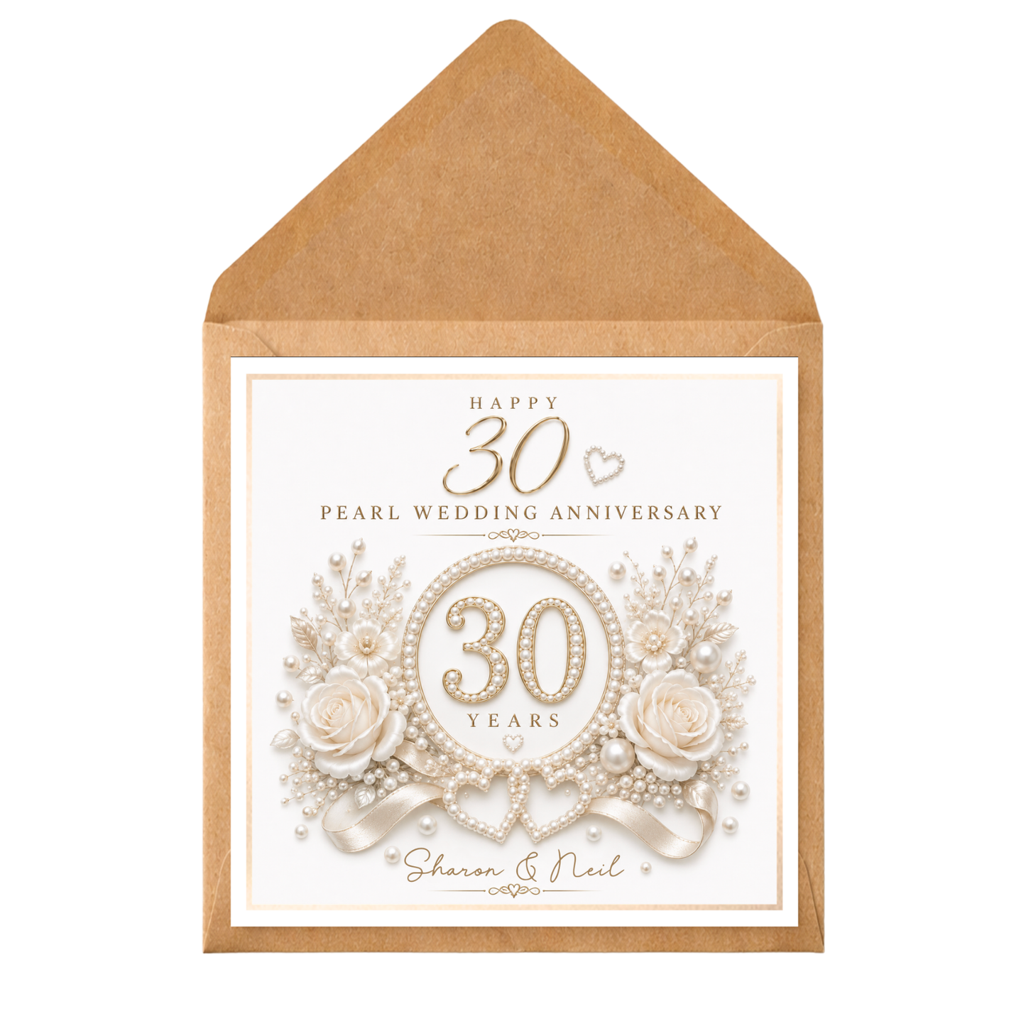Personalised 30th Wedding Anniversary Card | Pearl Anniversary Card | Custom 30 Years Married Card for Husband Wife Couple