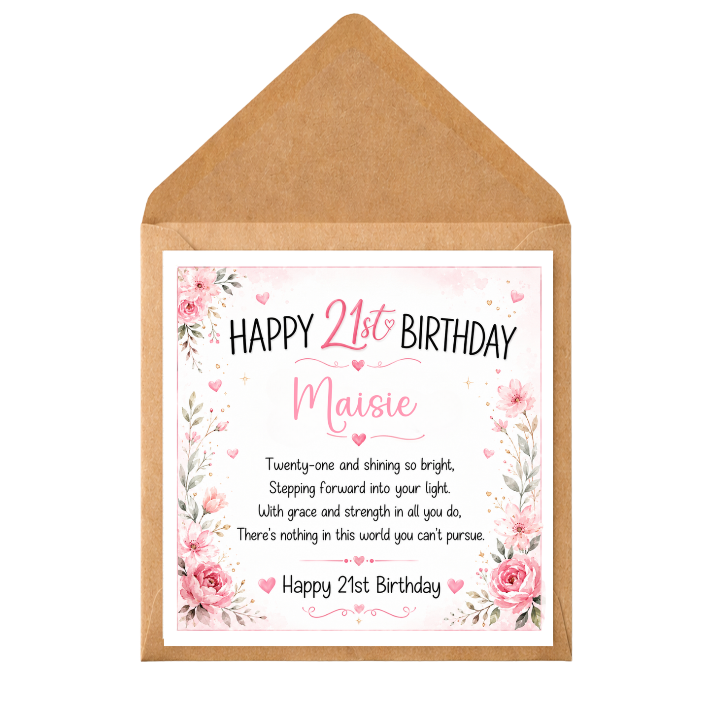 Personalised 21st Birthday Card, 21st Birthday Card for Her, Custom Name Birthday Card, Daughter Friend Sister 21st Card, Keepsake 21st Gift