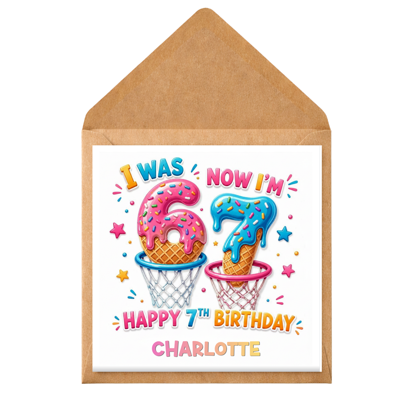 Personalised 7th Birthday Card, I Was Now I’m 67, Custom Name Greeting Card