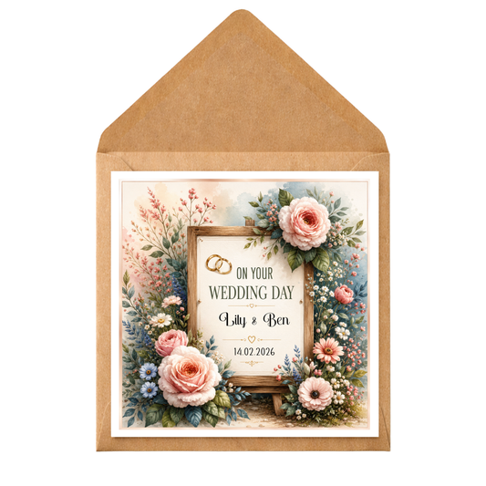 Personalised Wedding Day Card | Custom Wedding Card for Couple | Floral Wedding Congratulations Card | Wedding Card