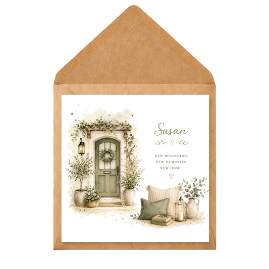 Personalised New Home Card | Housewarming Card | New Home Greeting Card | Custom Name Card | Watercolour House Card | New Beginnings