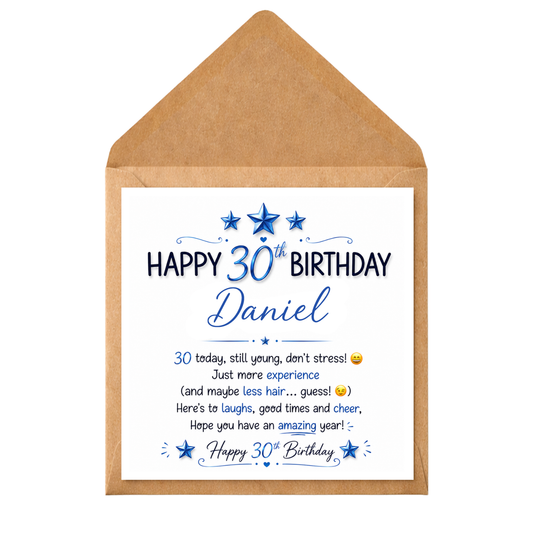 Personalised 30th Birthday Card for Him | Funny 30th Birthday Card | Custom Name Card | 30th Birthday Card Male | Husband Boyfriend Friend