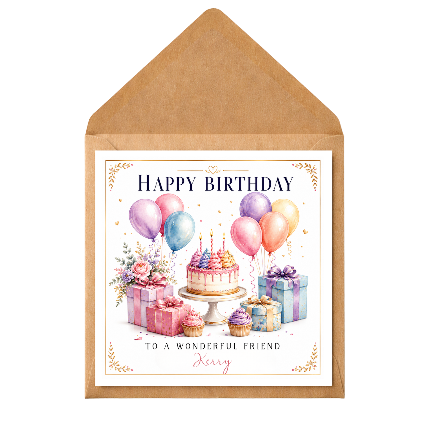 Personalised Birthday Card for Any Relative or Friend | Custom Name | Any Relationship | Beautiful Watercolour Design