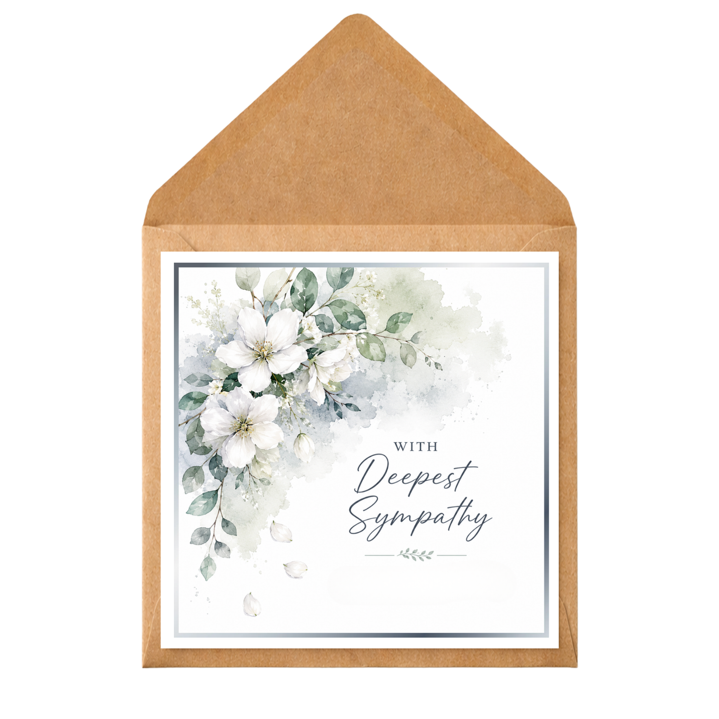 Elegant Sympathy Card, Deepest Sympathy Card, Condolence Card, Bereavement Card, Thinking of You Card, Floral Sympathy