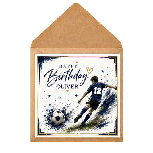 Personalised Football Birthday Card for Boys | Custom Name & Age Soccer Birthday Card | Footballer Birthday Card Son Grandson Nephew