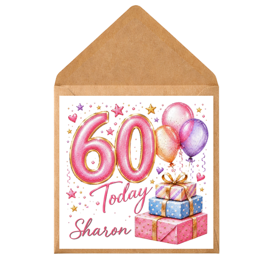 Personalised 60th Birthday Card: Custom Name & Age