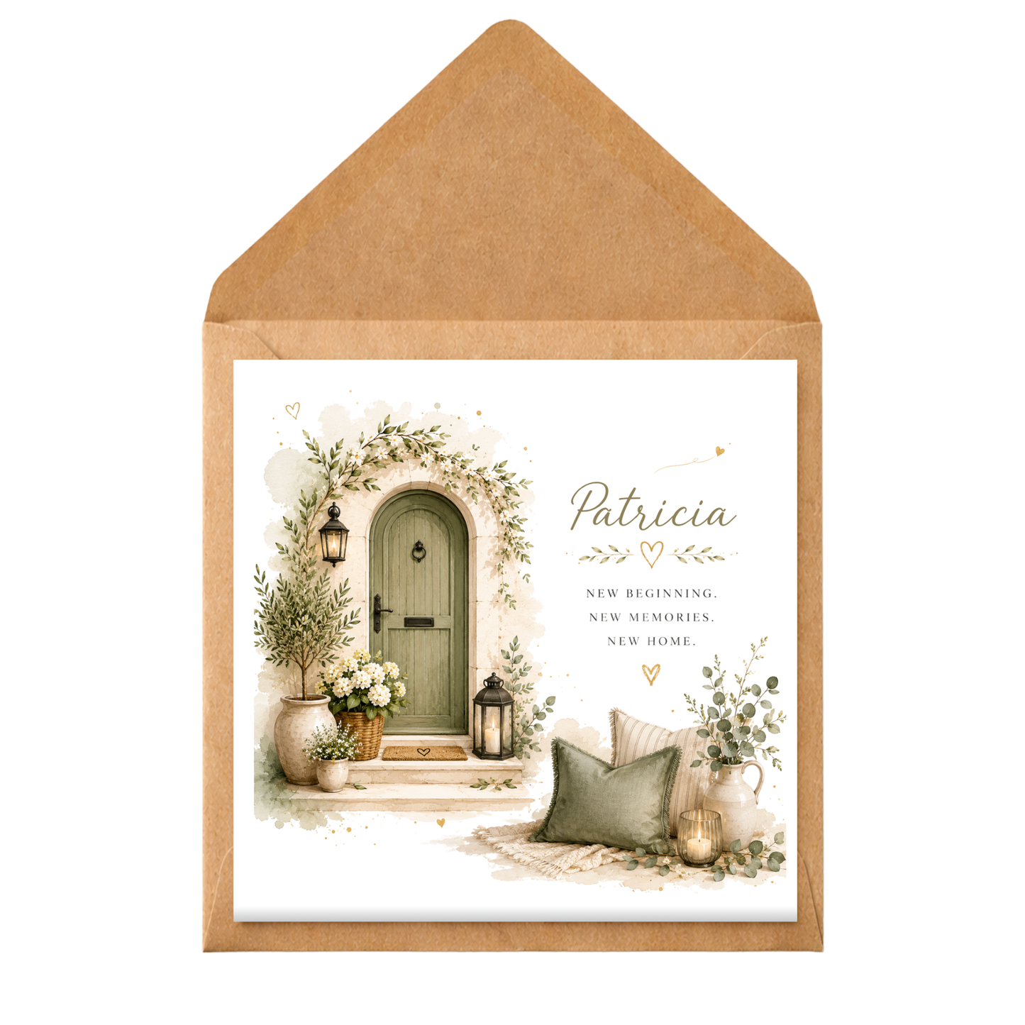 Personalised New Home Card | Housewarming Card | New Home Greeting Card | Custom Name Card | Watercolour House Card | New Beginnings
