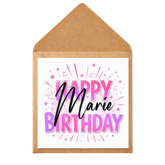 Personalised Happy Birthday Card | Custom Name Birthday Card | Any Name or Relation | Modern Birthday Card | Personalised Greeting Card