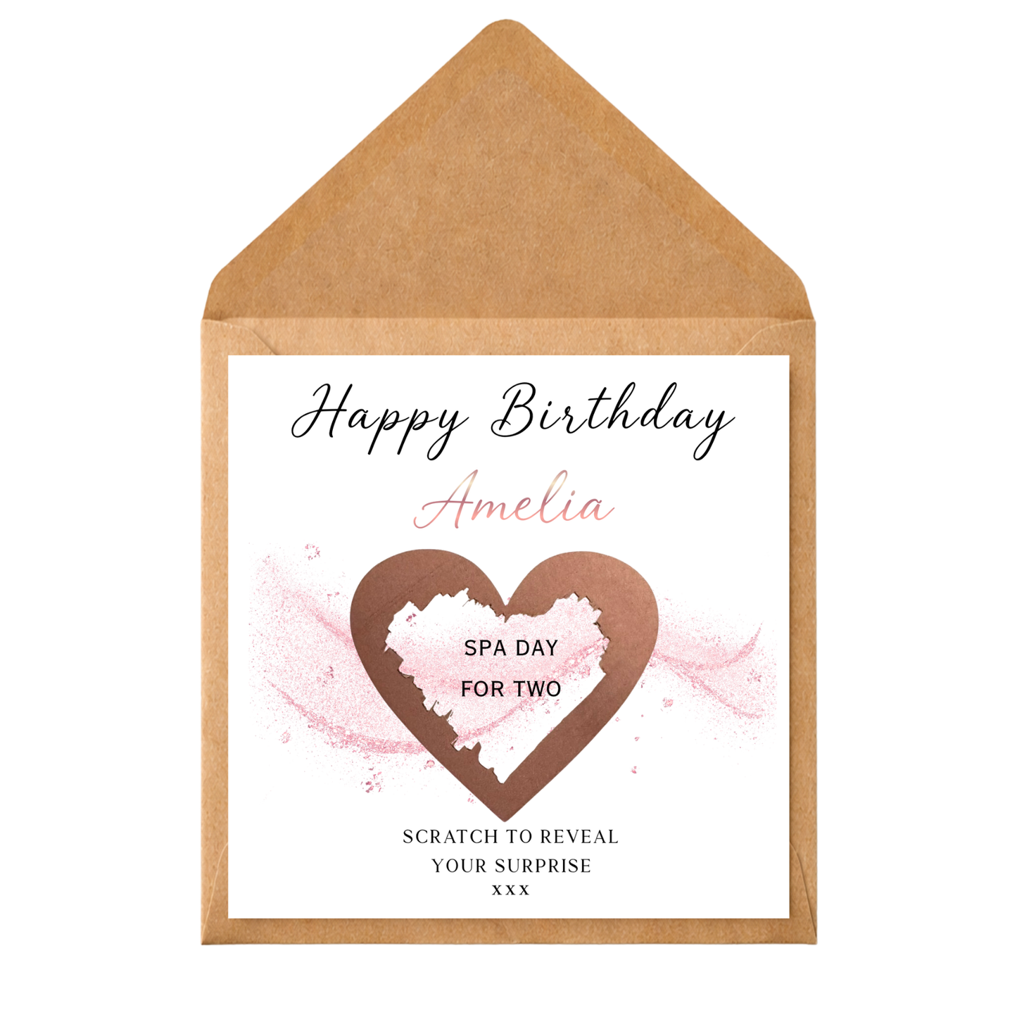 Personalised Scratch Off Birthday Card | Scratch Reveal Gift Voucher Card | Surprise Birthday Gift | Custom Scratch Heart Card