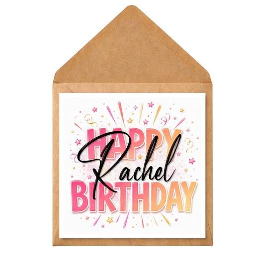 Personalised Happy Birthday Card | Custom Name Birthday Card | Any Name or Relation | Modern Birthday Card | Personalised Greeting Card