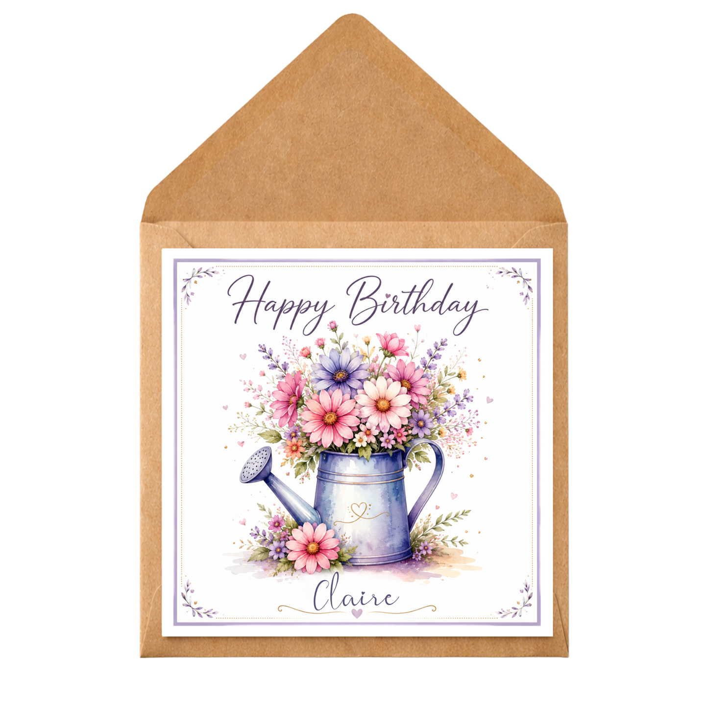 Personalised Floral Birthday Card, Watering Can Flowers Card, Custom Birthday Card, Mum Nan Friend Birthday Card, Watering Can Flowers