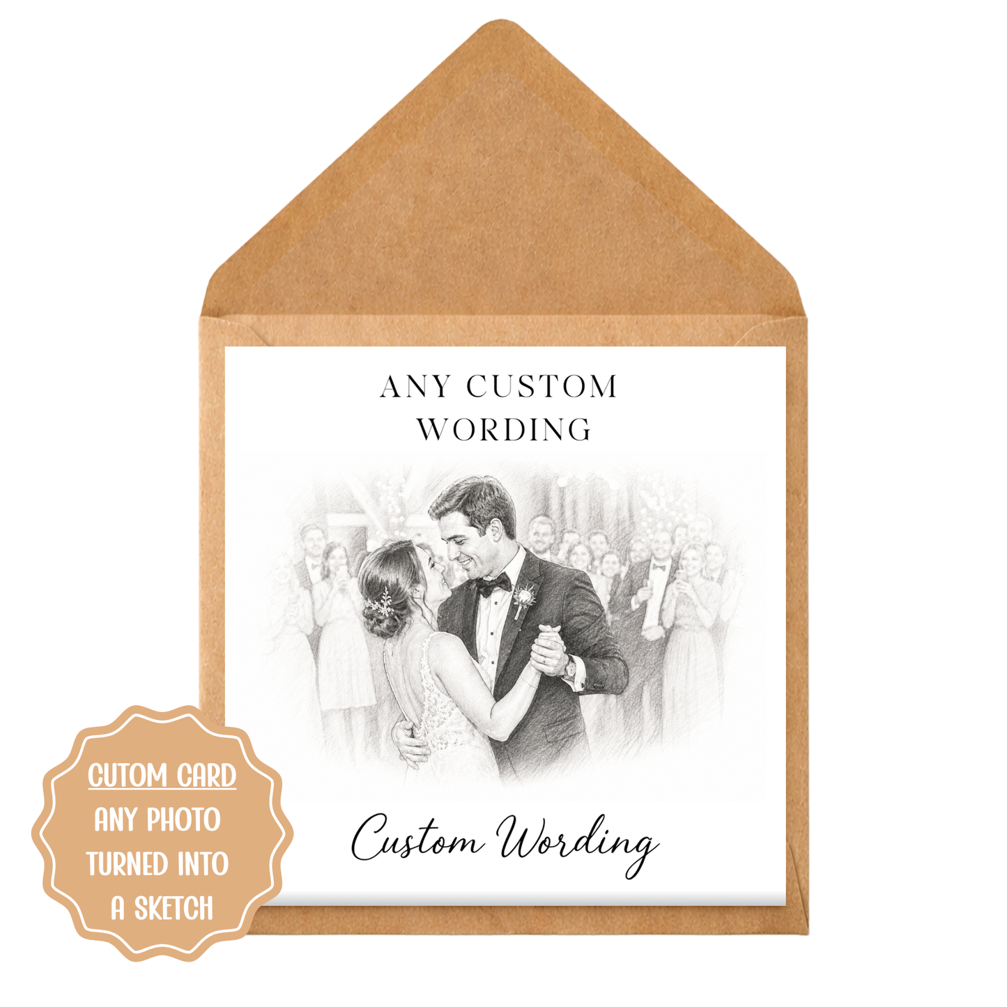 Custom Sketch Card | Personalised Photo Greeting Card | Any Occasion Card | Custom Wording | Wedding Anniversary Birthday Card | Hand Drawn Style