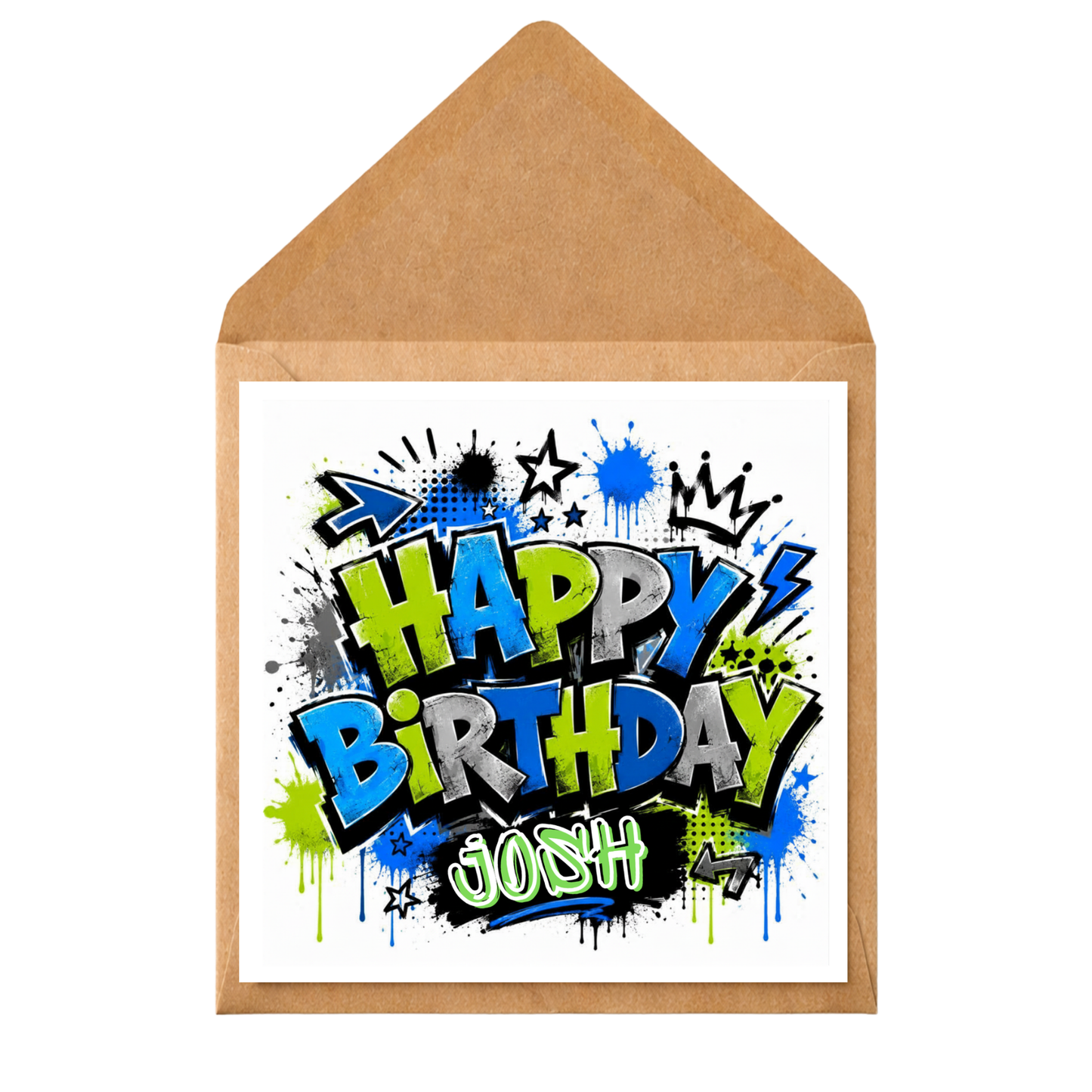 Personalised Graffiti Birthday Card | Custom Name Birthday Card | Street Art Birthday Card | Colourful Any Age Birthday Card