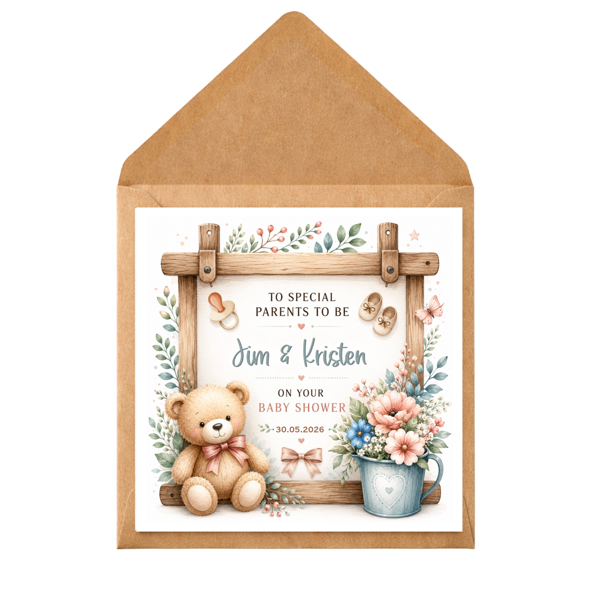 Personalised Baby Shower Card – Custom Wording & Option to Add a Message Inside