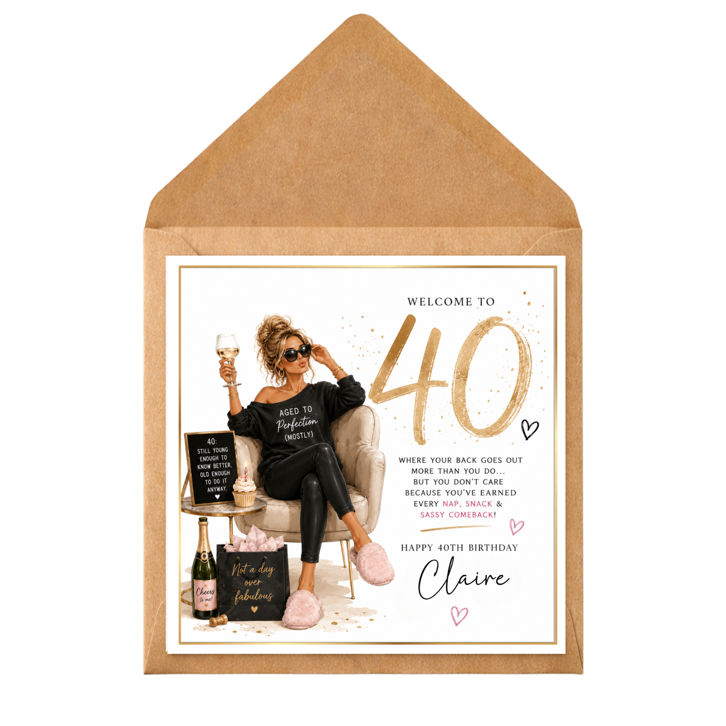 Personalised 40th Birthday Card for Her | Funny 40th Birthday Card | Fabulous at 40 Birthday Card | Custom Name Card | Friend Sister Wife