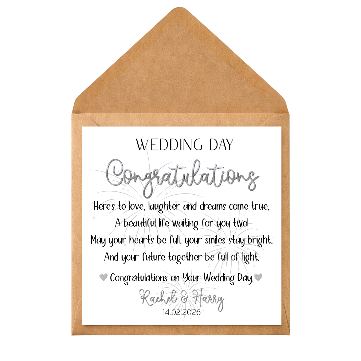 Personalised Wedding Day Card | Custom Wedding Congratulations Card | Bride & Groom Keepsake Card | Personalised Couple Wedding Card