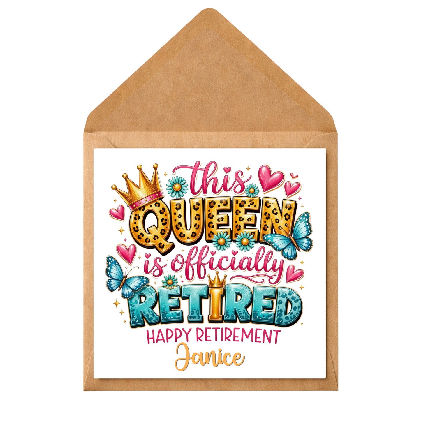 Personalised Retirement Card – This Queen Is Officially Retired Card – Custom Name Happy Retirement Card –  Retirement Card