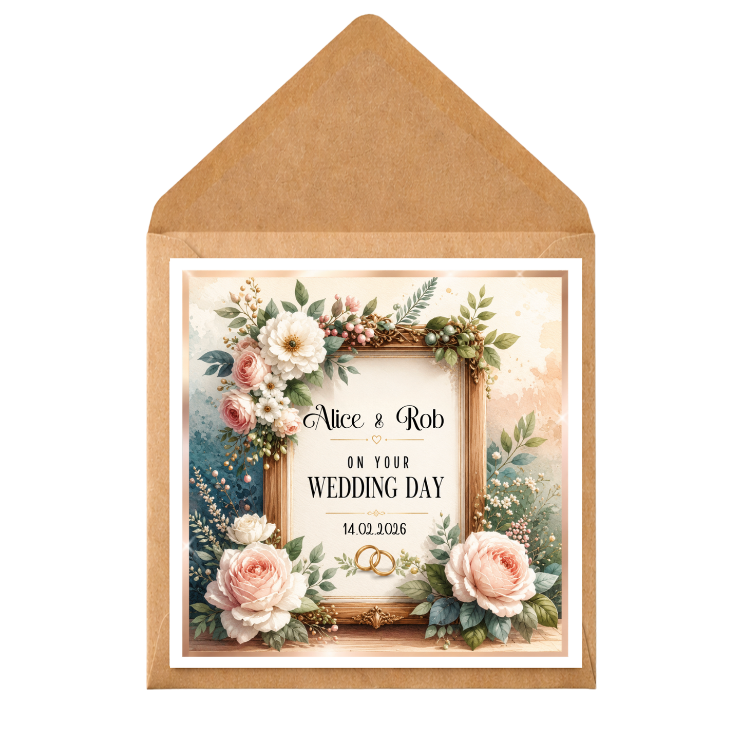 Personalised Wedding Day Card | Custom Wedding Card for Couple | Floral Wedding Congratulations Card | Wedding Card